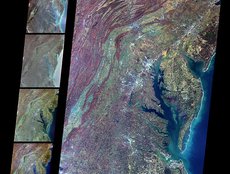 MISR Views Delaware Bay, Chesapeake Bay, and the Appalachian Mountains