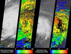 Cloud Height Maps for Hurricanes Frances and Ivan